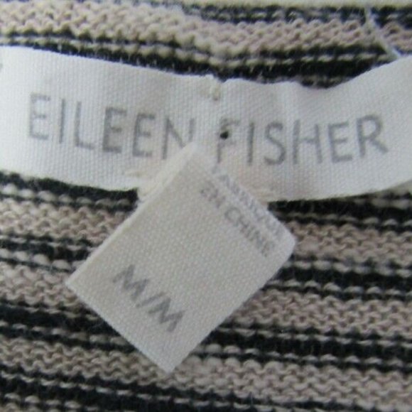 Eileen Fisher Ballet Neck Stripe Top Cozy Organic Linen Cotton Medium M Ochre - Picture 4 of 6